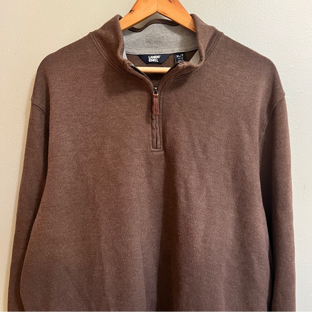 Lands' End Men's Brown Half-Zip Sweater NWOT